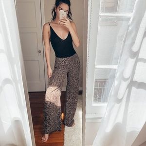 LOFT wide leg shell print brown pant